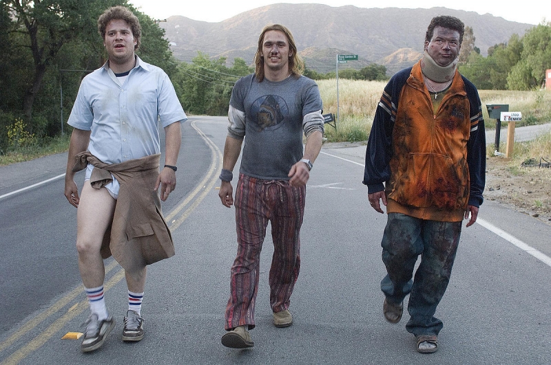 Seth Rogen, James Franco e Danny McBride in una scena del film