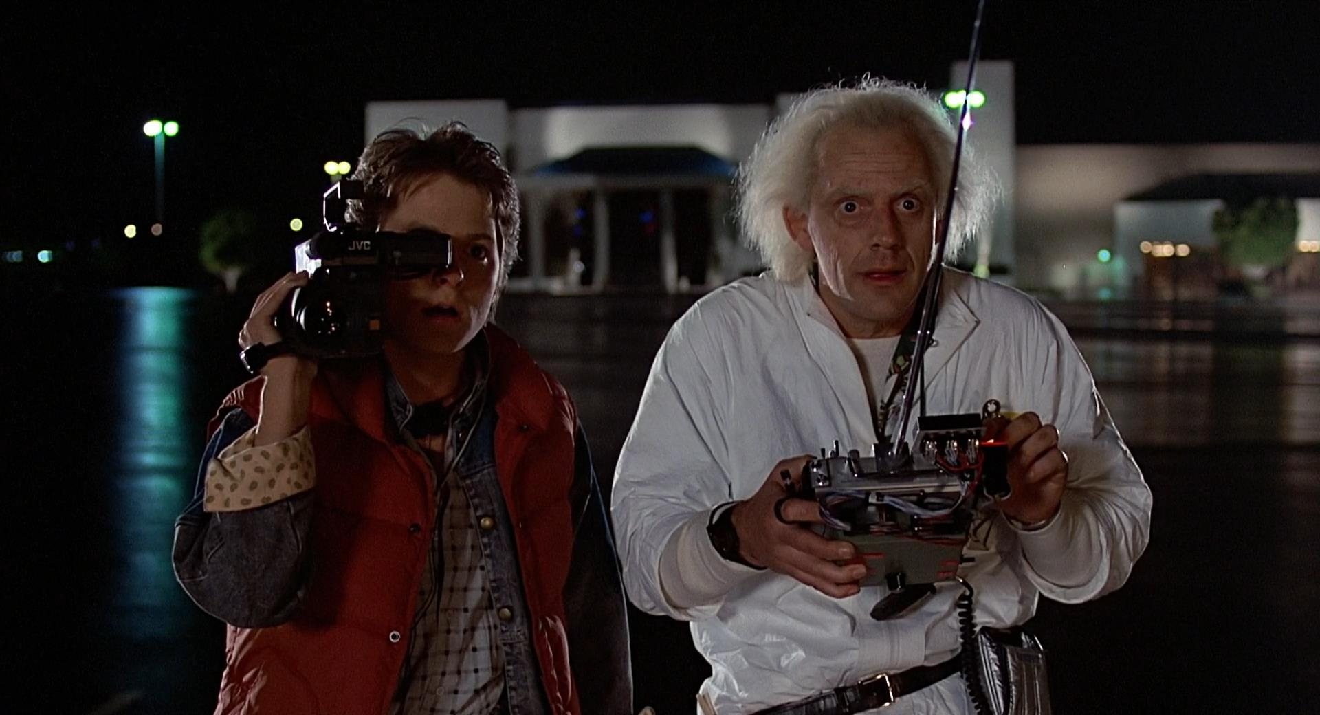 Ritorno al futuro i protagonisti Michael J. Fox e Christopher Lloyd in