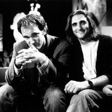 Il regista Quentin Tarantino e il produttore Lawrence Bender sul set di Pulp Fiction