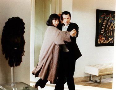 Vincent Vega (John Travolta) e Mia Wallace (Uma Thurman) in Pulp Fiction