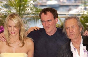 Daryl Hannah, Quentin Tarantino e David Carradine al photocall di Cannes 2004