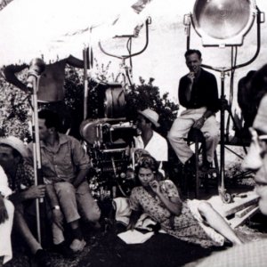Jean Paul Belmondo, Sophia Loren e Vittorio de Sica sul set de La ciociara