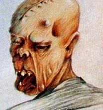 Bozzetto realizzato da Sergio Stivaletti per il make up del bambino deforme di Phenomena