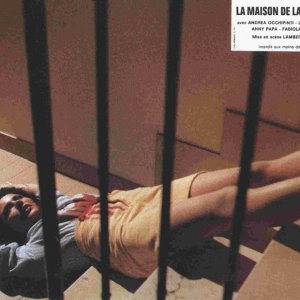 Fabiola Toledo in una lobbycard francese per La casa con la scala nel buio