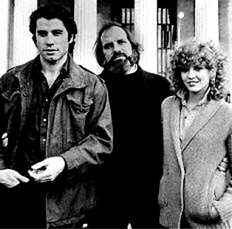 John Travolta, Nancy Allen e Brian De Palma sul set di Blow Out