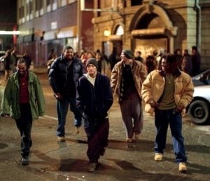 Eminem, Mekhi Phifer e Evan Jones in una scena di 8 Mile