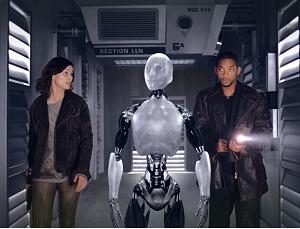 Bridget Moynahan con Will Smith in una scena di Io, Robot