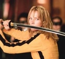 Uma Thurman nella scena del maxi-duello di Kill Bill: Volume 1