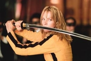 Uma Thurman na cena do maxi-duelo de Kill Bill: Volume 1