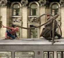 Alfred Molina e Tobey Maguire in una scena di Spider-Man 2