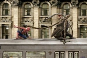 Alfred Molina e Tobey Maguire in una scena di Spider-Man 2