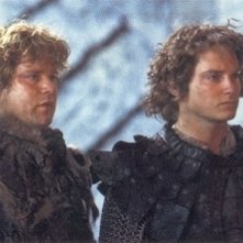 Elijah Wood con Sean Astin in una scena di Il signore degli anelli - Il ritorno del re