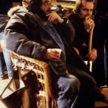 Il regista Stanley Kubrick e Jack Nicholson sul set di Shining