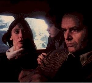 Jack Nicholson, Danny Lloyd e Shelley Duvall in una scena di Shining