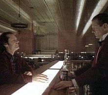 Jack Nicholson e Joe Turkel in una sequenza di Shining