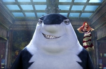 Don Lino con la sexy pesciolina Lola in una scena di Shark Tale