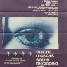 Il manifesto spagnolo di 4 mosche di velluto grigio