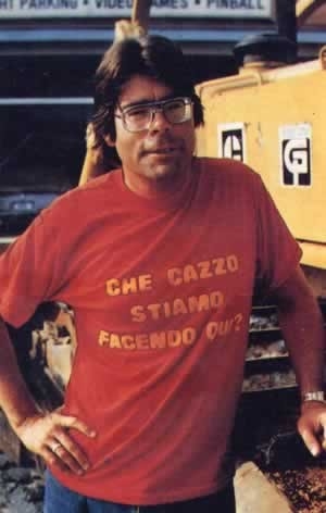 Una simpatica foto di Stephen King sul set di Brivido.