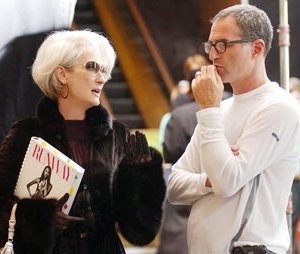 Meryl Streep e David Frankel ne Il diavolo veste Prada
