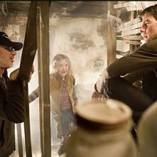 Steven Spielberg, Tom Cruise e Dakota Fanning sul set de La guerra dei mondi