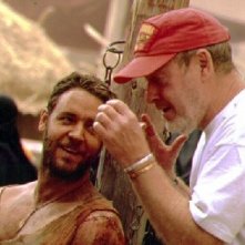 Russell Crowe e il regista Ridley Scott durante le riprese de Il gladiatore