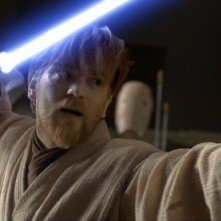 Ewan McGregor in una sequenza del film Star Wars ep. III - La vendetta dei Sith