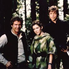 Mark Hamill, Carrie Fisher e Harrison Ford sono Luke, Leia e Han