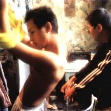 Leslie Cheung e Wong Kar-Wai sul set di Happy Together