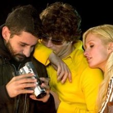 jon abrahams, paris hilton e jaume serra sul set de La maschera di cera