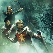 Anna Popplewell, Skandar Keynes e William Moseleyin una scena di The Chronicles of Narnia: The Lion, the Witch and the Wardrobe