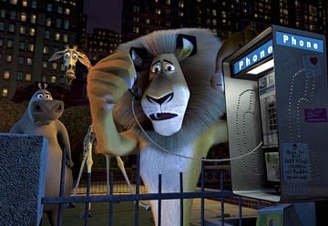 A scene from Madagascar with the lion protagonist of the film