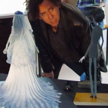 Tim Burton sul 'set' de La sposa cadavere