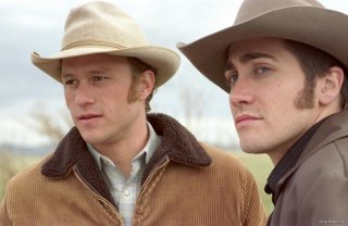 Heath Ledger e Jake Gyllenhaal sul set di Brokeback Mountain