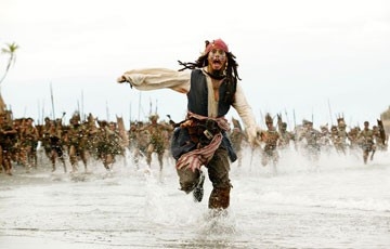 Johnny Depp nel film Pirates of the Caribbean: Dead Man's Chest