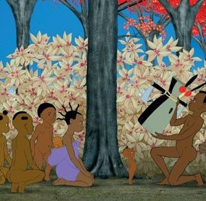 una colorata sequenza di Kirikù e gli animali selvaggi