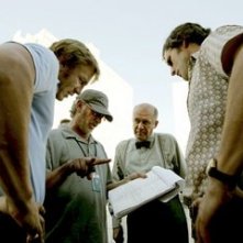 Daniel Craig, Steven Spielberg, Hanns Zischler e Eric Bana sul set di Munich