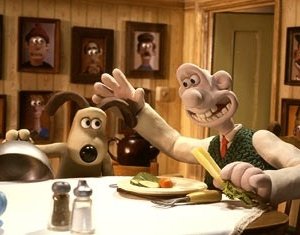 Wallace & Gromit: La maledizione del coniglio mannaro, i due protagonisti a tavola