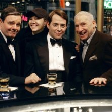 Nathan Lane, Susan Stroman, Matthew Broderick e Mel Brooks sul set di The Producers