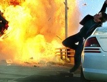 Tom Cruise in una sequenza di Mission: Impossible III