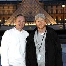 Dan Brown e Ron Howard sul set de Il codice Da Vinci