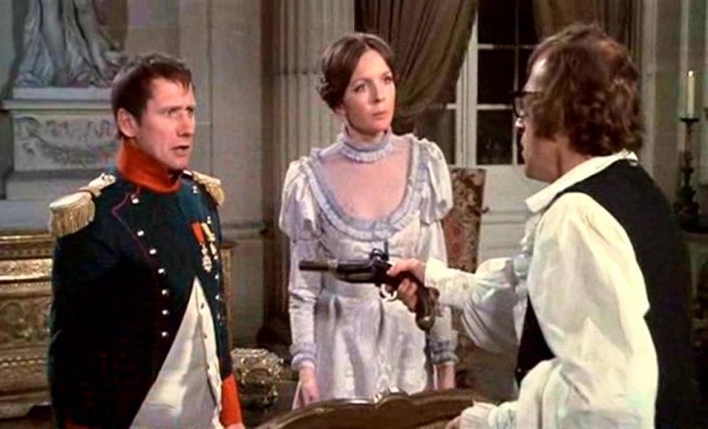 James Tolkan, Woody Allen e Diane Keaton in una scena di AMORE E GUERRA