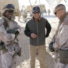 Jamie Foxx, Sam Mendes e Jake Gyllenhaal sul set del film Jarhead