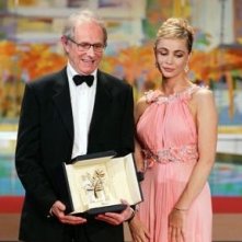 Il vincitore della Palma d'oro Ken Loach con Emmanulle Béart