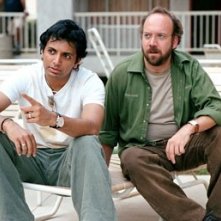 M. Night Shyamalan ePaul Giamatti sul set di Lady in the Water