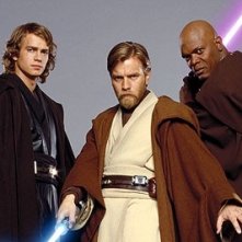 Hayden Christensen, Ewan McGregor e Samuel L. Jackson insieme in Star Wars ep. III