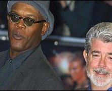 Samuel L. Jackson e George Lucas all'anteprima di Star Wars ep. III
