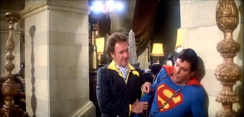 Gene Hackman e Christopher Reeve in una scena di SUPERMAN