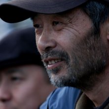 Tian Zhuangzhuang sul set del film The Go Master