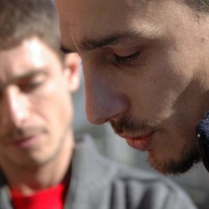 Alessandro Angelini e Giorgio Pasotti sul set di L'aria salata