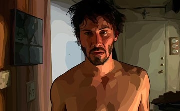 Keanu Reeves in una sequenzadel film A scanner darkly